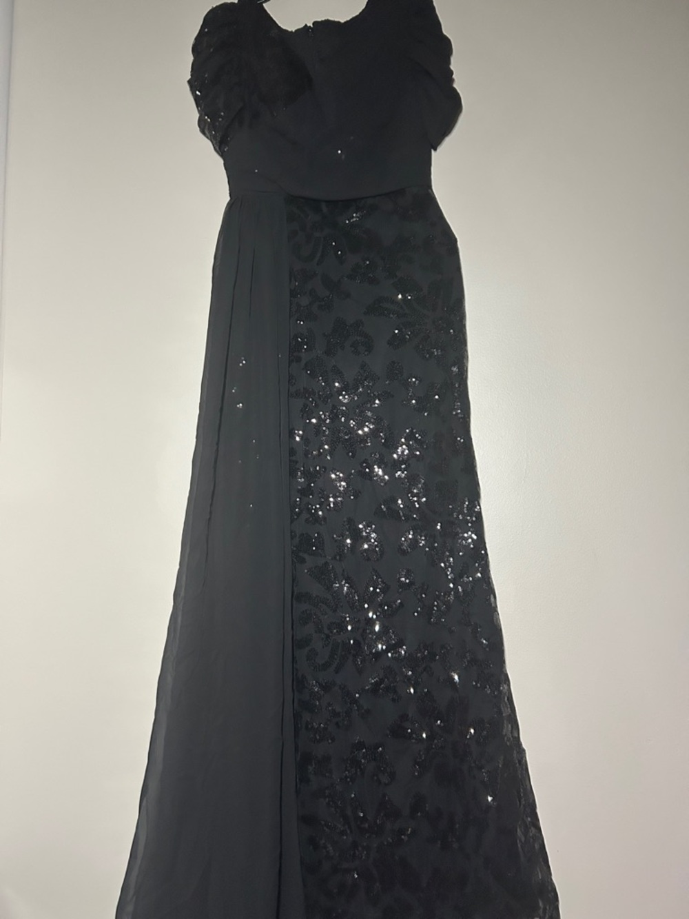 2for20 - Black Sequin Embellished Maxi Dress with Built in Bra Pads